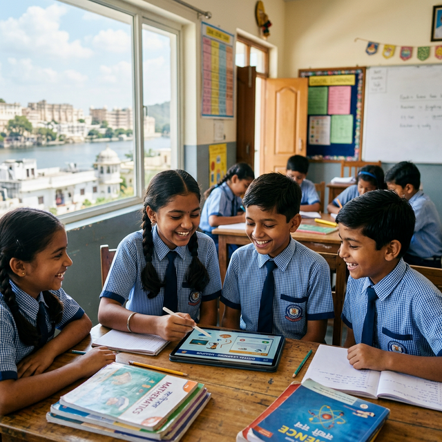 Students learning in Udaipur